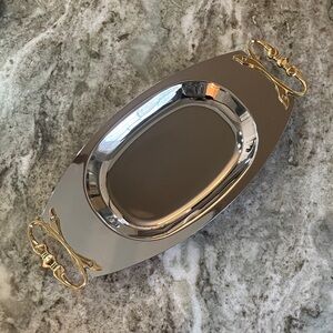 Vintage Kromex Elegant Silver and Gold Serving Tray